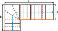 schéma - schodiště tvaru L
