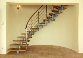 modulové schodiště - zábradlí nerez (dřevo)